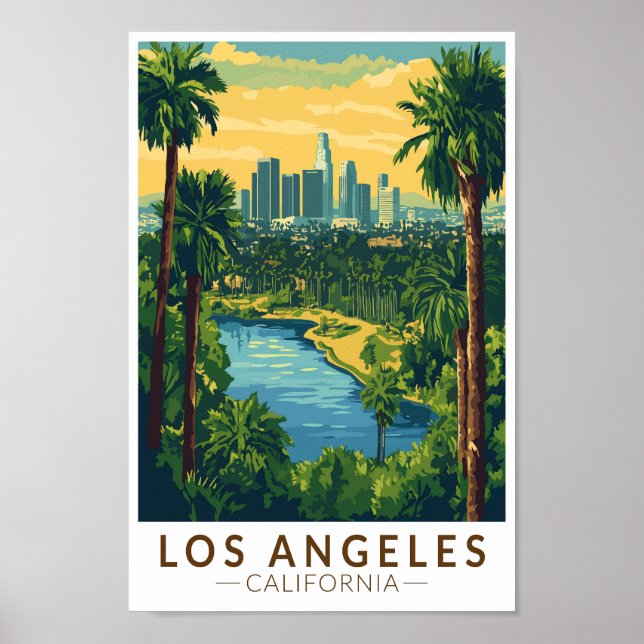 Los Angeles California Travel Art Vintage Poster (Front)