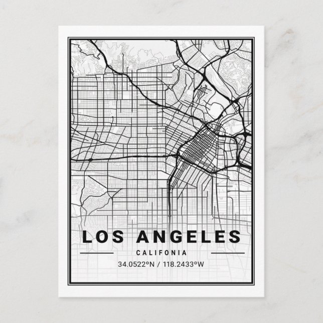 Los Angeles California USA Travel City Map Postcard (Front)