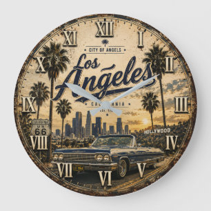Los Angeles California  Vintage Retro  Large Clock