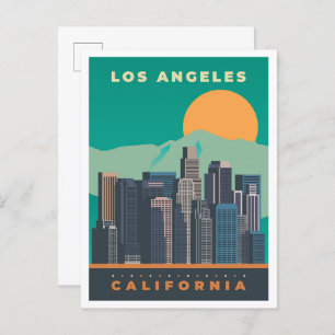 Los Angeles California Vintage Travel Illustration Postcard
