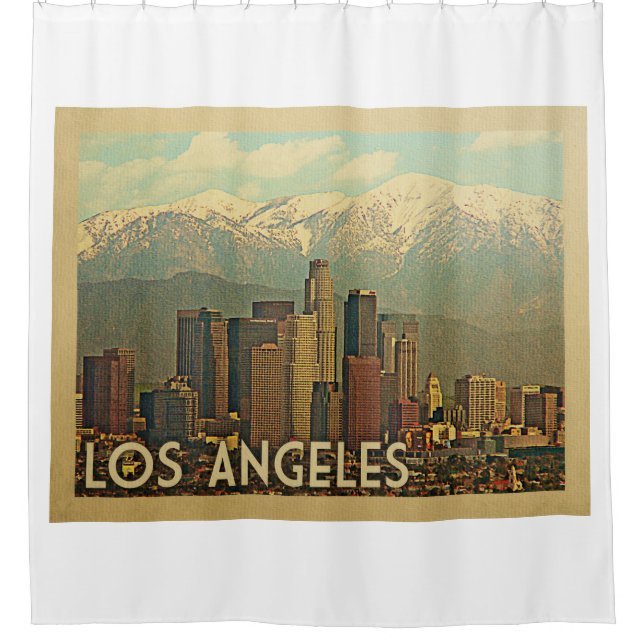 Los Angeles California Vintage Travel Shower Curtain (Front)