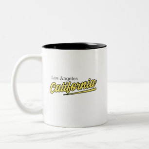 Los Angeles California Yellow Typography Two-Tone Coffee Mug