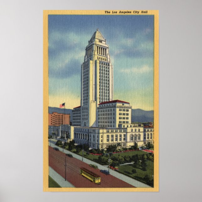 Los Angeles, CaliforniaA View of City Hall Poster (Front)