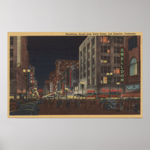 Los Angeles, CASouth View of Broadway from 6th Poster