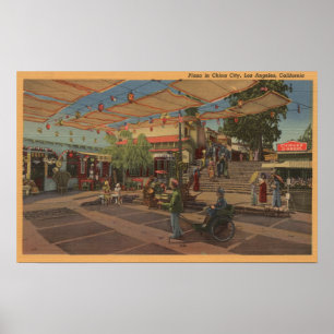 Los Angeles, CAView of Plaza in Chinatown Poster