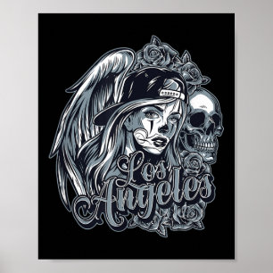 Los Angeles Chicana Design With Skulls Roses And A Poster