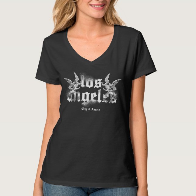 Los Angeles City of Angels Black  T-Shirt (Front)