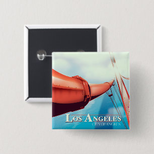 Los Angeles "city of Angels" Vacation poster. 15 Cm Square Badge