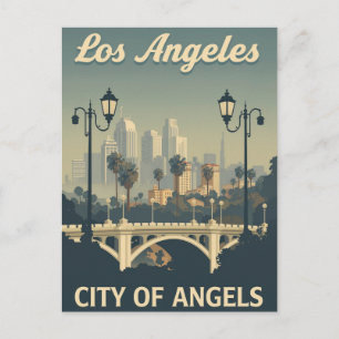 Los Angeles City of Angels Vintage Art Postcard