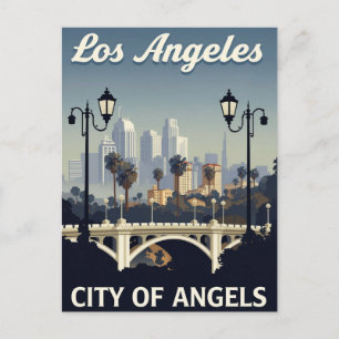 Los Angeles City of Angels Vintage Art Postcard