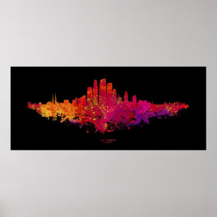 Los Angeles City Skyline Colourful  Poster