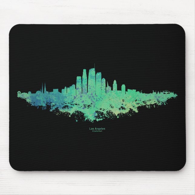 Los Angeles City Skyline - Mint Green Mouse Pad (Front)