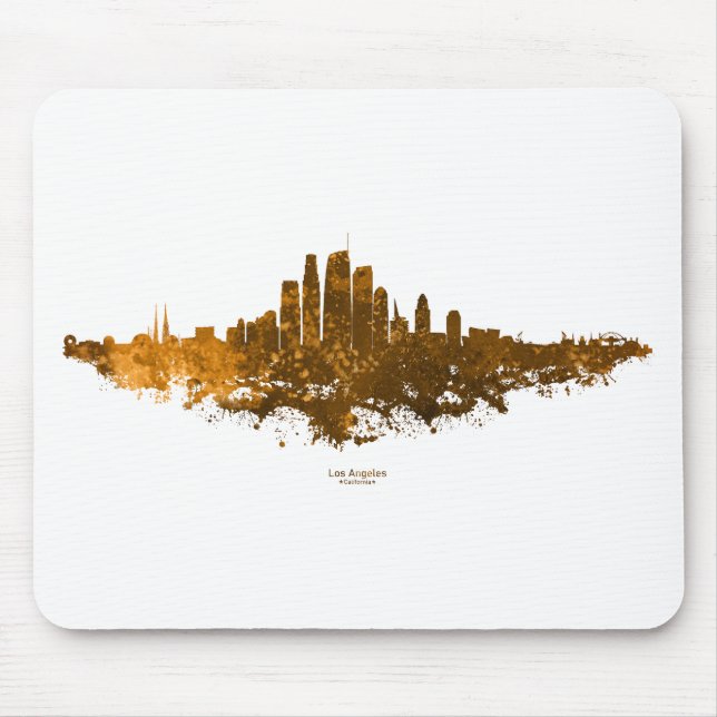 Los Angeles City Skyline - Orange  Mouse Pad (Front)