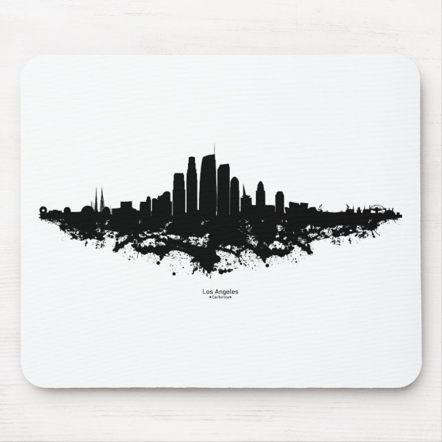 Los Angeles City Skyline Watercolor  Mouse Pad (Front)