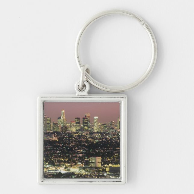 Los Angeles Cityscape at Night Key Ring (Front)