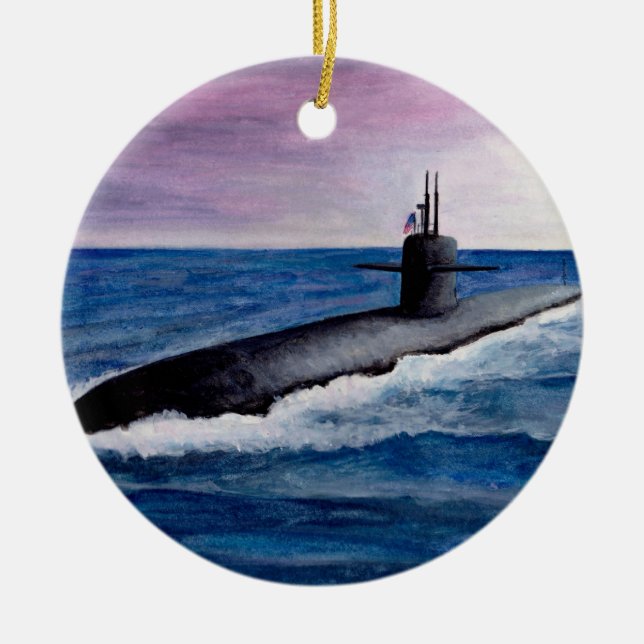 Los Angeles Class Submarine Ceramic Tree Decoration (Front)