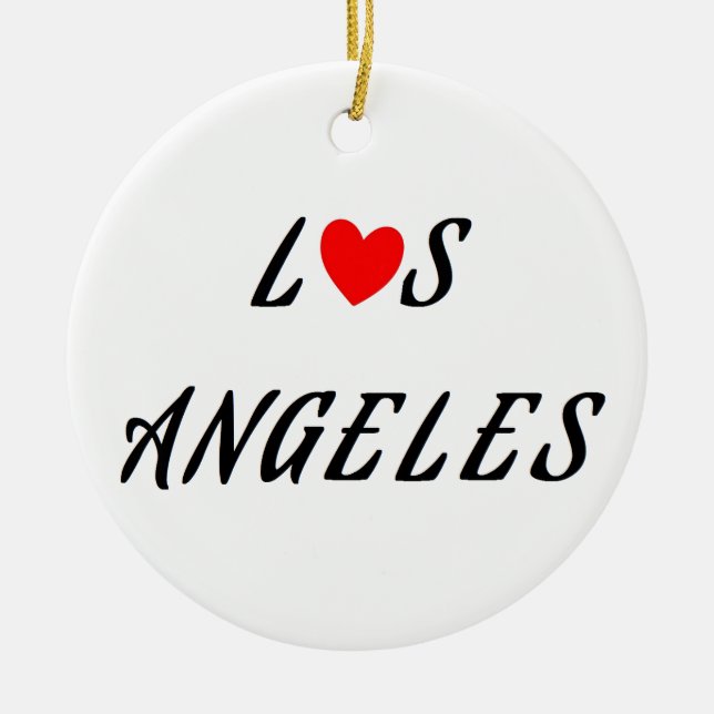 Los Angeles coeur rouge Ceramic Tree Decoration (Front)