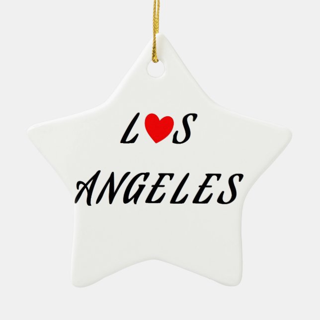 Los Angeles coeur rouge Ceramic Tree Decoration (Front)