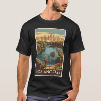 Los Angeles Echo Park Lake Travel Art Vintage