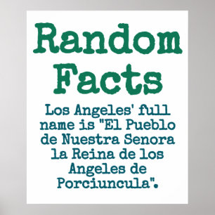 Los Angeles' Full Name - Trivia Fact Poster