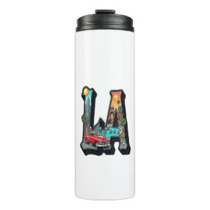Los Angeles Gothic Retro Car & Skeletons Design Thermal Tumbler