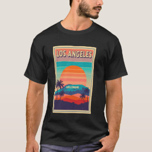 Los Angeles Hollywood Sunset Retro Vintage Art T-Shirt