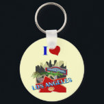 Los Angeles Key Ring<br><div class="desc">Colourful Los Angeles design with a hollywood star and symbolic graphics of California. This I love Los Angeles design makes a unique gift for anyone who loves in this hot city.</div>