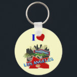 Los Angeles Key Ring<br><div class="desc">Colourful Los Angeles design with a hollywood star and symbolic graphics of California. This I love Los Angeles design makes a unique gift for anyone who loves in this hot city.</div>