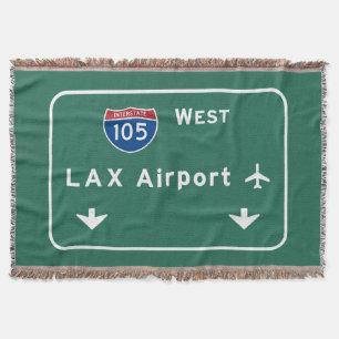 Los Angeles LAX Airport I-105 W Interstate Ca - Throw Blanket