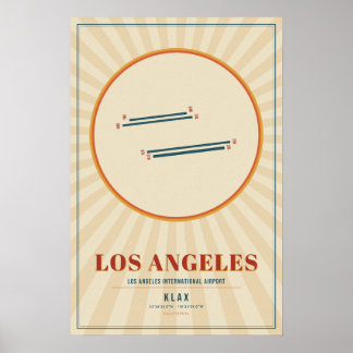 Los Angeles LAX Airport Runway Map Poster | Retro