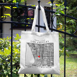 Los Angeles Love Locator | Wedding Welcome Tote Bag<br><div class="desc">A fun tote bag for a wedding or any other occasion taking place in the beautiful city of Los Angeles, California. This tote features an overhead map of the city centre inside a black-bordered box framer. On the top sits a short welcome greeting and the name of the city. On...</div>