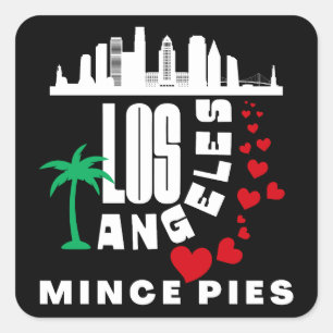 Los Angeles Loves Mince Pies Cityscape  Square Sticker
