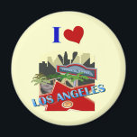Los Angeles Magnet<br><div class="desc">Colourful Los Angeles design with a hollywood star and symbolic graphics of California. This I love Los Angeles design makes a unique gift for anyone who loves in this hot city.</div>