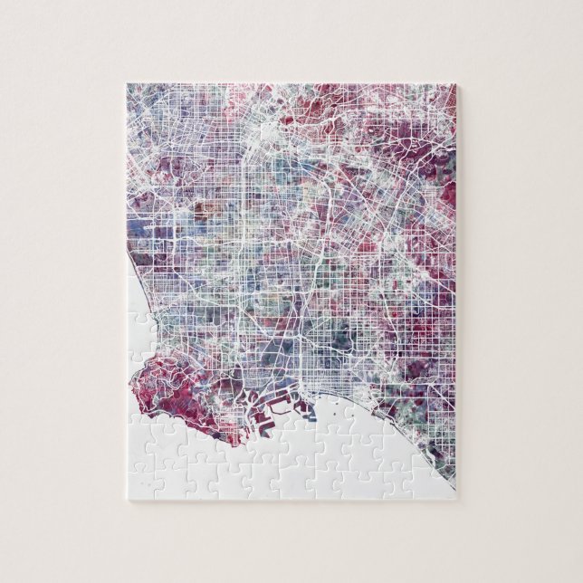 Los Angeles map California watercolor painting Jigsaw Puzzle (Vertical)