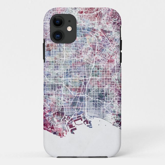 Los Angeles map California waterpainting Case-Mate iPhone Case (Back)