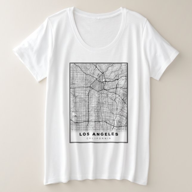 Los Angeles Map Plus Size T-Shirt (Design Front)