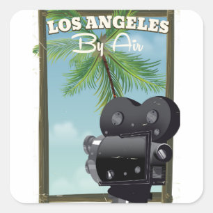 Los Angeles Movie Camera travel poster Square Sticker
