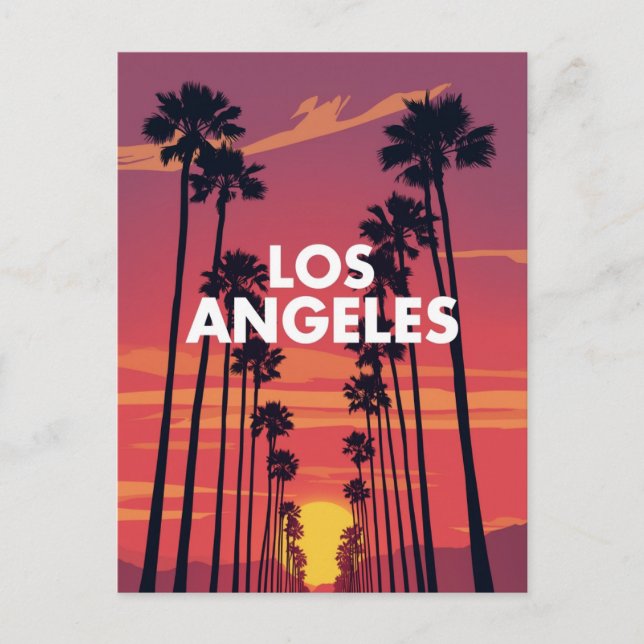 Los Angeles Palm Tree Sunset Graphic Postcard (Front)