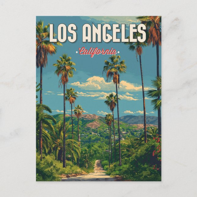 Los Angeles Palm Tree Vintage Travel Postcard (Front)