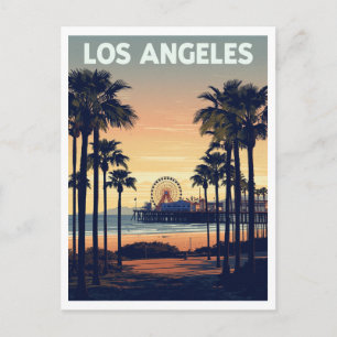 Los Angeles Palm Trees and Santa Monica Pier Postcard