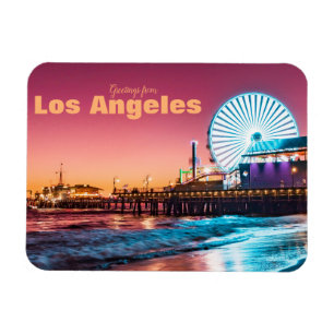Los Angeles Pink & Blue Sunset Santa Monica Pier Magnet