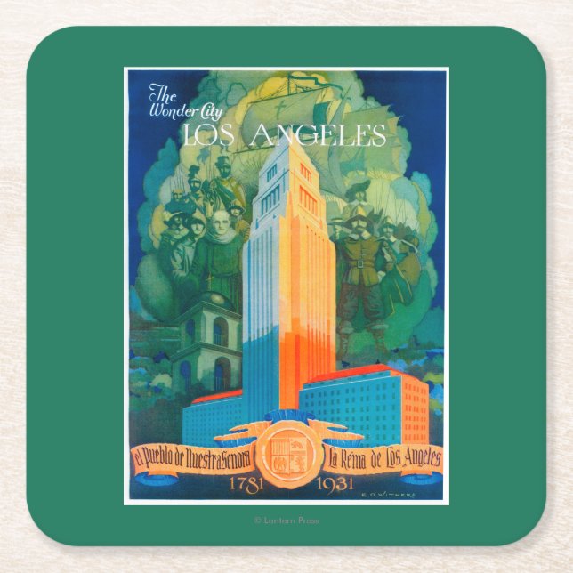 Los Angeles Promotional Poster Square Paper Coaster (Front)