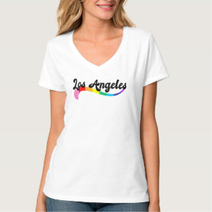 Los Angeles Retro Rainbow Script Pride Birthday  T-Shirt
