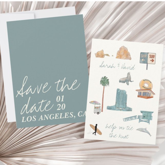 Los Angeles save the date with drawings Invitation (Creator Uploaded)