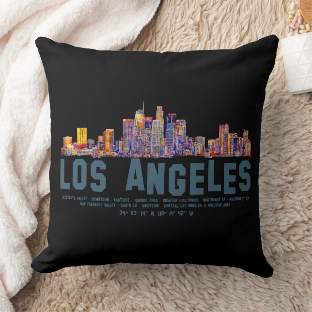 Los Angeles Skyline. Area Names and Coordinates Cushion (Blanket)