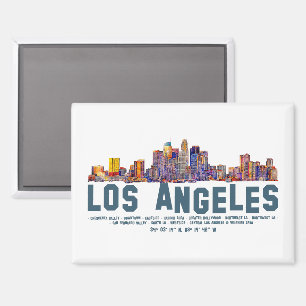 Los Angeles Skyline. Area Names and Coordinates Magnet
