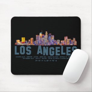 Los Angeles Skyline. Area Names and Coordinates Mouse Pad