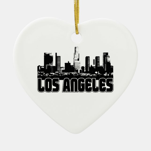 Los Angeles Skyline Ceramic Tree Decoration (Front)