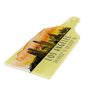 Los Angeles Skyline Latitude and Longitude Cutting Board