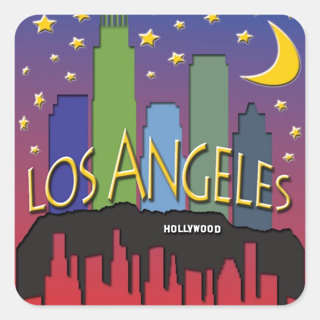 Los Angeles Skyline nighlife Square Sticker (Front)